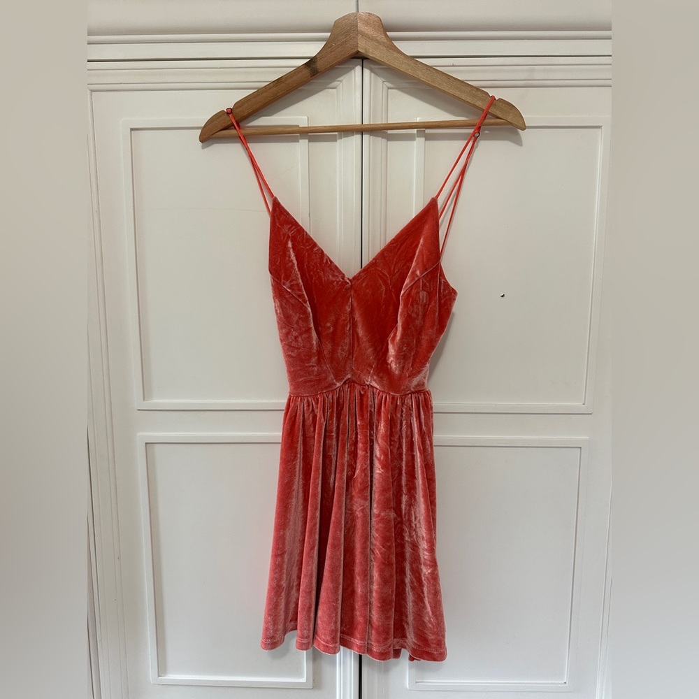 Urban Outfitters Silence + Noise Velvet Orange Romper